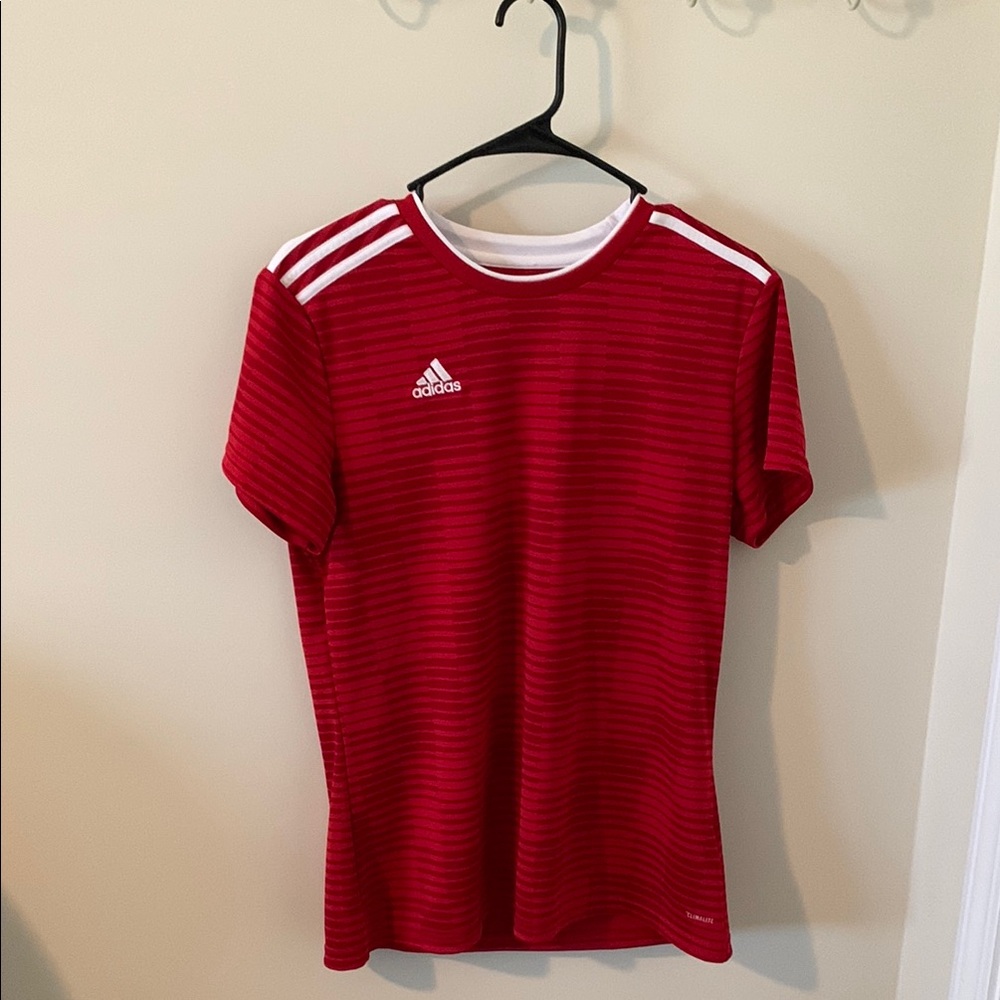 Adidas Red and White Striped Jersey